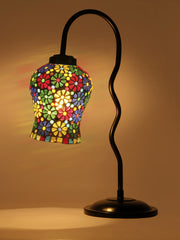 Multicolor Mosaic Glass Zig Zag Curvy Table lamp with Iron Base (EN02)