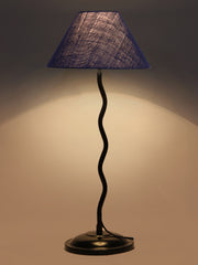 Blue Jute Zig Zag Table Lamp with Iron Base (AE11)