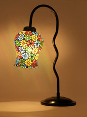 Multicolor Mosaic Glass Zig Zag Curvy Table lamp with Iron Base (EN04)