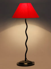 Red Cotton Zig Zag Table Lamp with Iron Base (AE03)