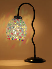 Multicolor Mosaic Glass Zig Zag Curvy Table lamp with Iron Base (EN06)