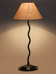 Beige Jute Zig Zag Table Lamp with Iron Base (AE08)