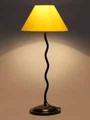 Yellow Cotton Zig Zag Table Lamp with Iron Base (AE05)