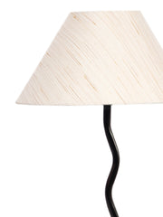 Off-White Cotton Zig Zag Table Lamp with Iron Base (AE01)