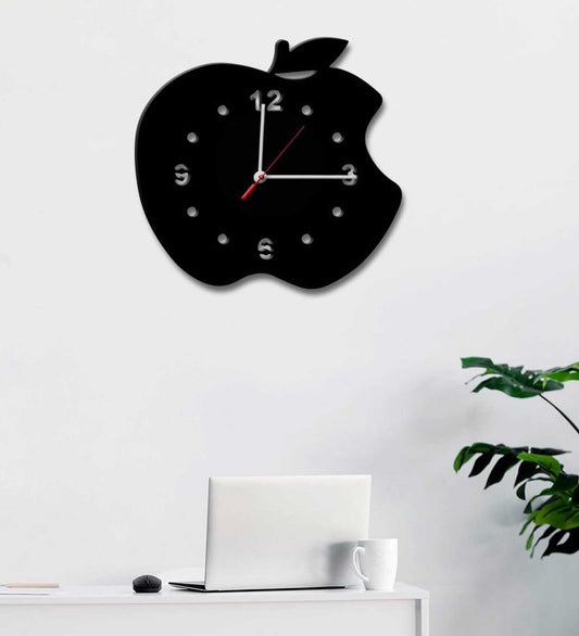 Black MDF Apple Modern Wall Clock