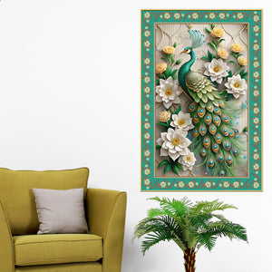 Rama Doota Hanuman Floral Border Vertical Wall Painting
