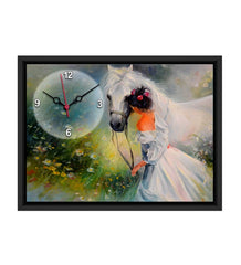 Princess With Horse Printed Analog MDF Modern Wall Clock