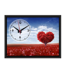 Red Heart Printed Analog MDF Modern Wall Clock