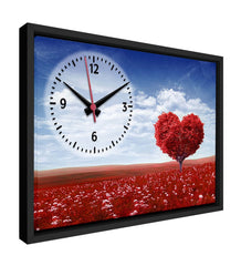 Red Heart Printed Analog MDF Modern Wall Clock