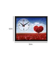Red Heart Printed Analog MDF Modern Wall Clock