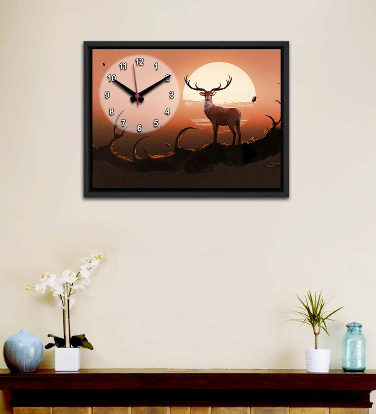 Deer On A Tree Printed Analog MDF Modern Wall Clock