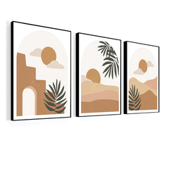 Boho Rainbow Abstract Plant Minimalist Wall Art Set Of 3