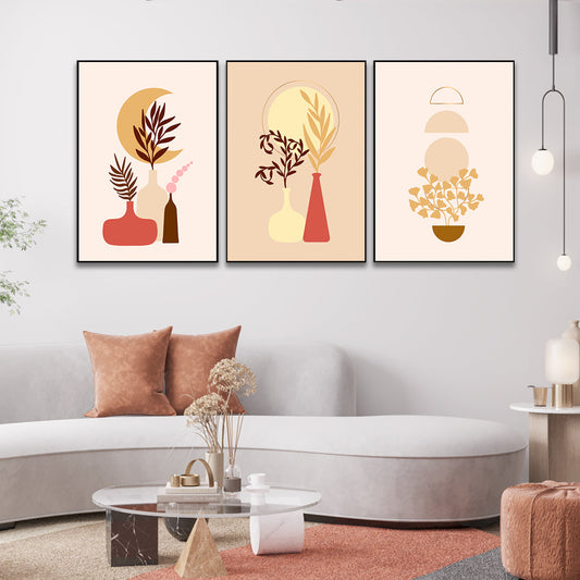 Boho Wall Decor Canvas Art Set, Abstract Minimalist Artwork, Mid-Century Morocco Pictures, Shabby Chic Prints for Home Set Of 3