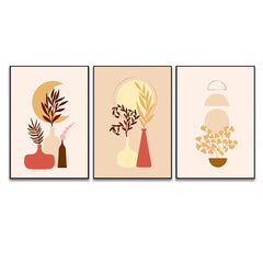 Boho Wall Decor Canvas Art Set, Abstract Minimalist Artwork, Mid-Century Morocco Pictures, Shabby Chic Prints for Home Set Of 3
