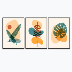 Boho Botanical Wall Art Minimalist Plant Eucalyptus Leaves Cactus Framed Wall Art Set of 3