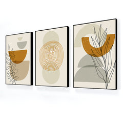 Mid Century Modern Boho Style Wall Art for Interior Décor Set Of 3