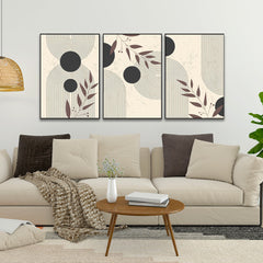 Mid Century Boho Modern Aesthetic in Vintage for Wall Art Set of 3