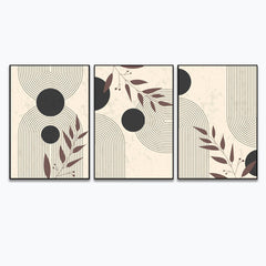 Mid Century Boho Modern Aesthetic in Vintage for Wall Art Set of 3