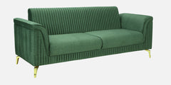 Emerald Green Channel Tufted Sofa | Velvet 3 Seater Sofa In Textured Green Colour