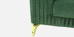 Emerald Green Channel Tufted Sofa | Velvet 3 Seater Sofa In Textured Green Colour