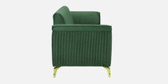 Emerald Green Channel Tufted Sofa | Velvet 3 Seater Sofa In Textured Green Colour