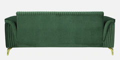 Emerald Green Channel Tufted Sofa | Velvet 3 Seater Sofa In Textured Green Colour