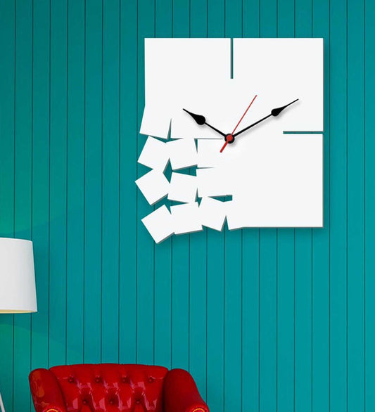 White MDF Broken Modern Wall Clock