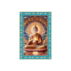 Buddha Sacred Calm Floral Border Vertical Canvas Wall Painting