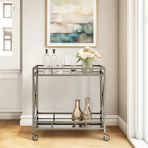 Chic X Design Bar Trolley With Dual Mirror Shelving