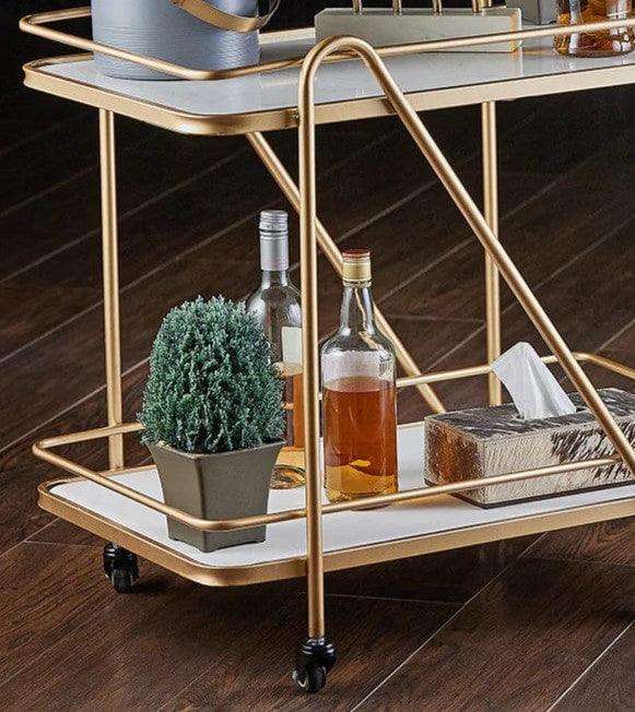 Contemporary Bar Trolley With Decorative Trolley
