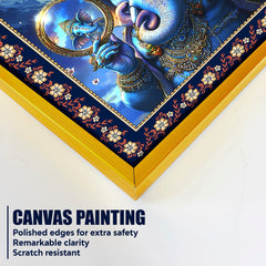 Cosmic Blessings Shiva and Ganesha Floral Border Vertical Wall Paintin