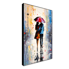 Beautiful Couple's Walk in the Rain Canvas Wall Paintings & Arts