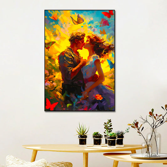 Young Couple Romantic Artwork Butterflies Canvas Wall Paintings & Arts