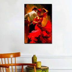 Couple Of Dancers in Dance Motion Premium Canvas Wall Paintings & Arts