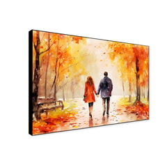 Beautiful Couple Holding Hands and Walking Canvas Wall Paintings & Arts