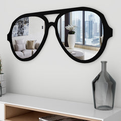 Beautiful Decorative Sunglasses Shape Wall Mirror With Black Finish Frame