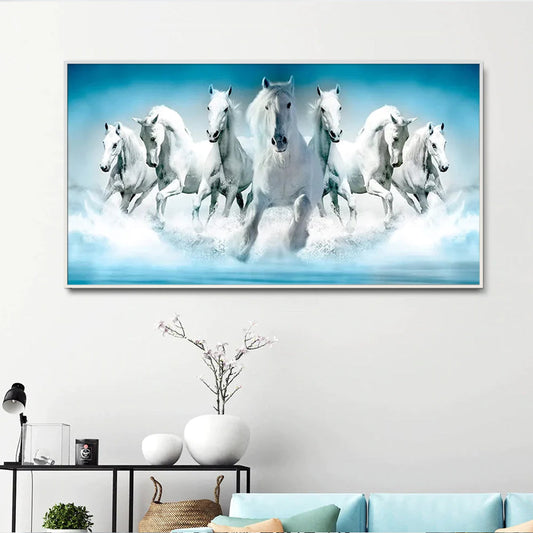 Seven Running Horses Canvas Wall Painting