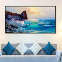 Beautiful Seascape with Sunrise Canvas Printed Wall Paintings & Wall Art