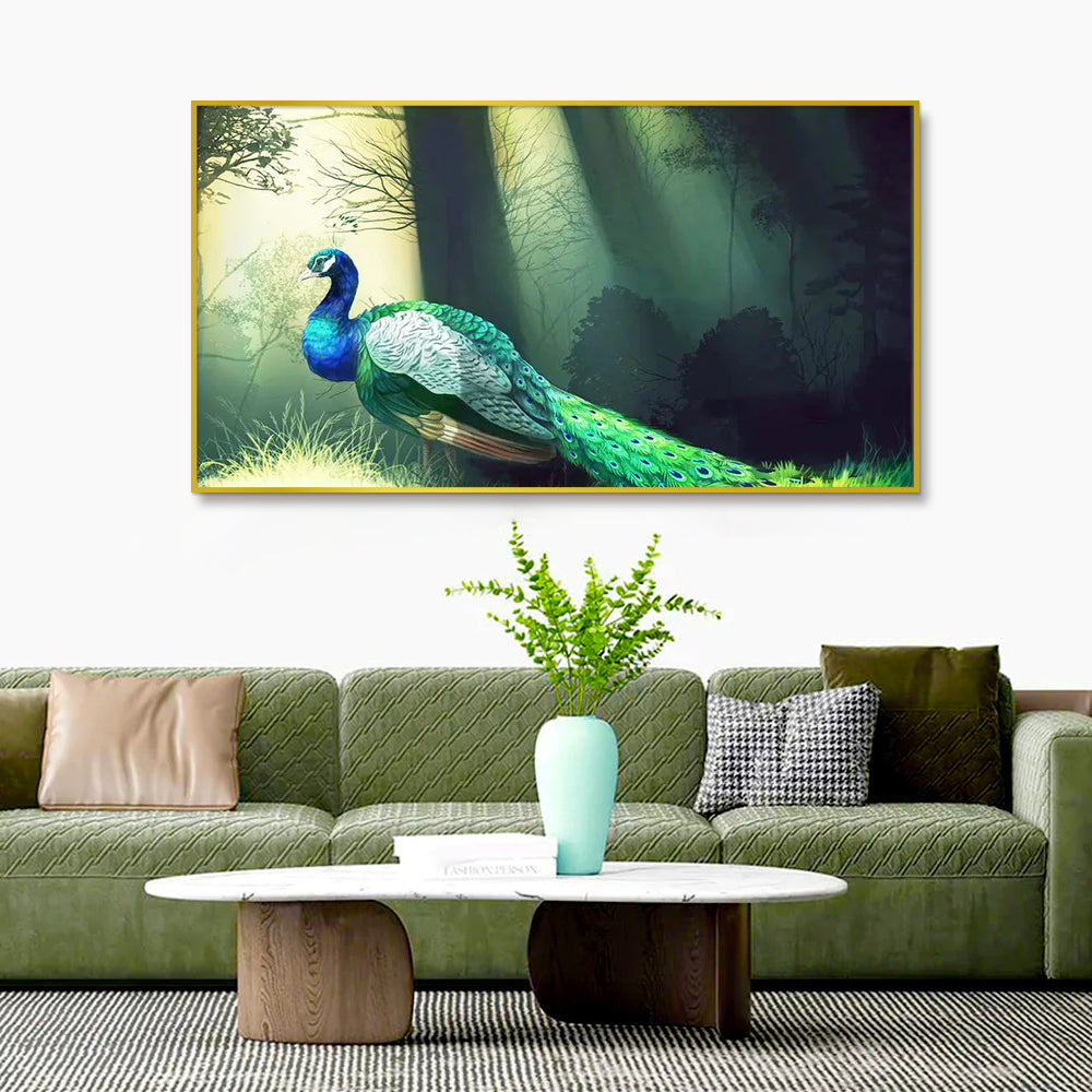 Peacock in Forest Canvas Painting