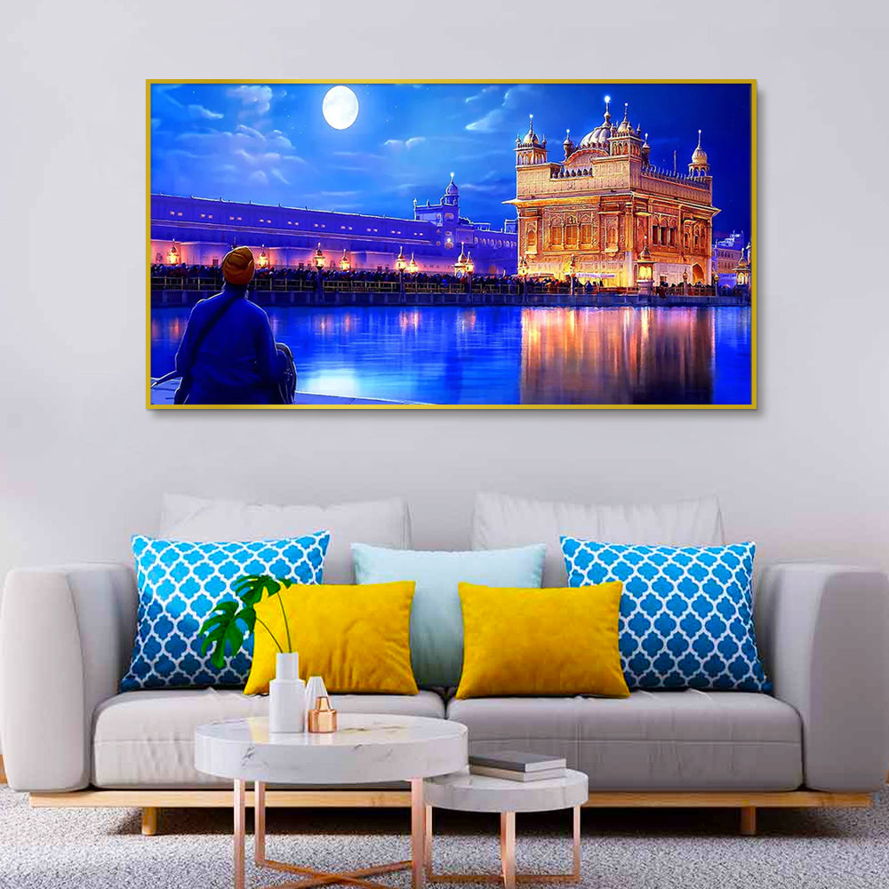 Sikh Golden Temple Scenery Canvas  Wall Painting Big Panoramic