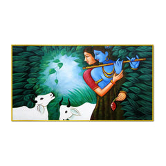 Radha Krishna In Forest Canvas Painting