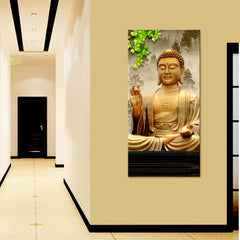 Blessing Buddha Spiritual Vertical Wall Painting