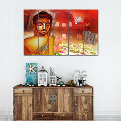 Lord Buddha with elephant Wall Painting