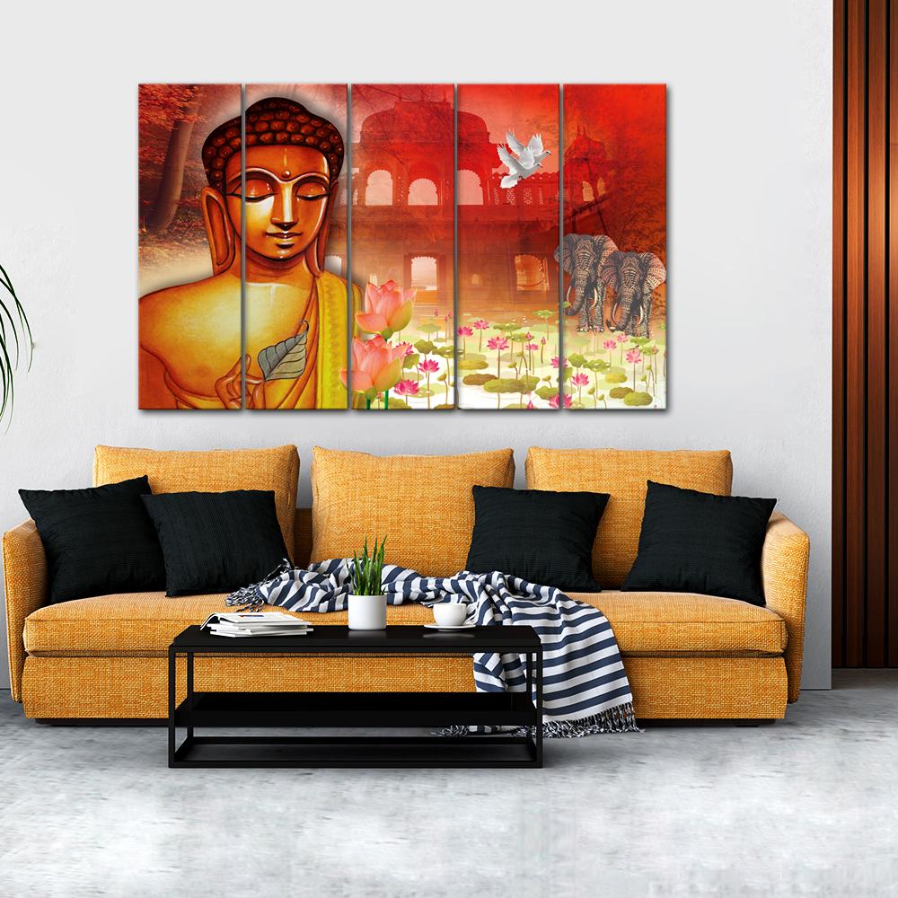 Lord Buddha with elephant Wall Painting