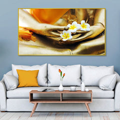 Buddha Statue with Flower Canvas Wall Painting
