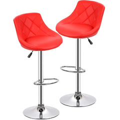 Easy Back Rest Coral Red Comfy Leatherette Bar Stool / Long Chair