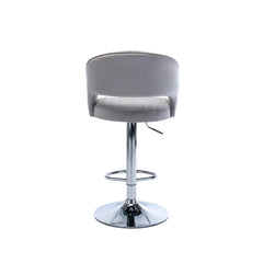 Grey Plush Feel Velvet Adjustable Bar Stool / Long Chair