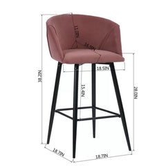 Luxurious Comfy Pink Velvet Counter Bar Chair / Long Chair