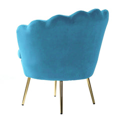 Shell Motif Luxury Sky Blue Velvet Lounge Chair