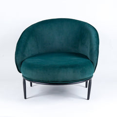 Low-floor Premium Emerald Green Velvet Lounge Chair